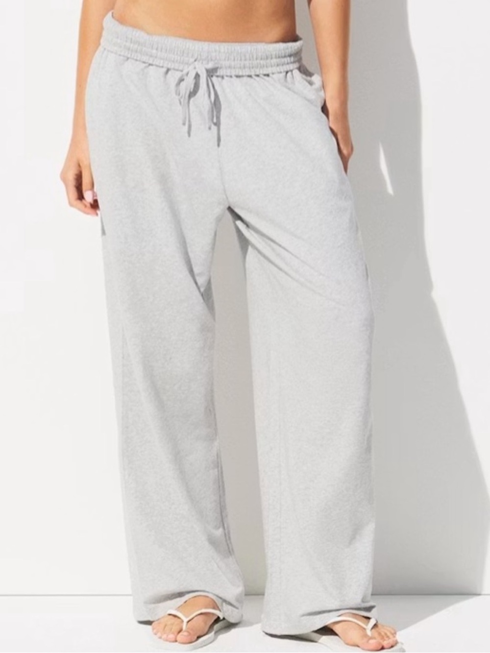 SKIMS NWT Cotton Jersey Wide Leg Pant - Light Heather Gray